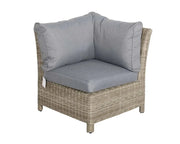 Royalcraft Wentworth rattan corner seat with grey cushions