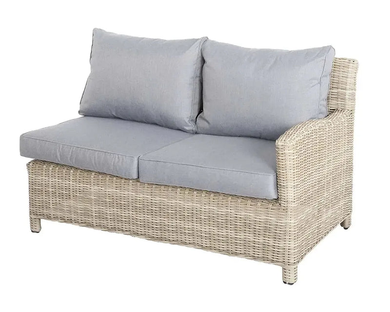 Royalcraft Wentworth rattan left-hand sofa bench with grey cushions
