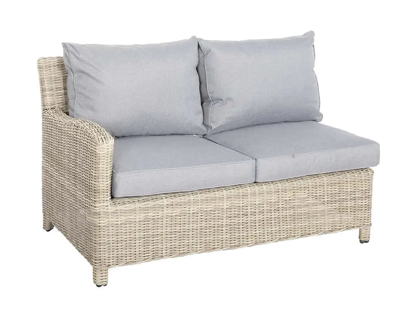 Royalcraft Wentworth rattan right-hand sofa bench with grey cushions