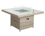 Royalcraft Wentworth square gas fire pit table with glass surround and firestones