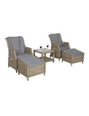 Wentworth high-back rattan recliner chairs and tempered glass table