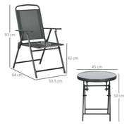 Folding Garden Bistro Set with Glass Top Table Ideal for Patio or Outdoor Relaxing