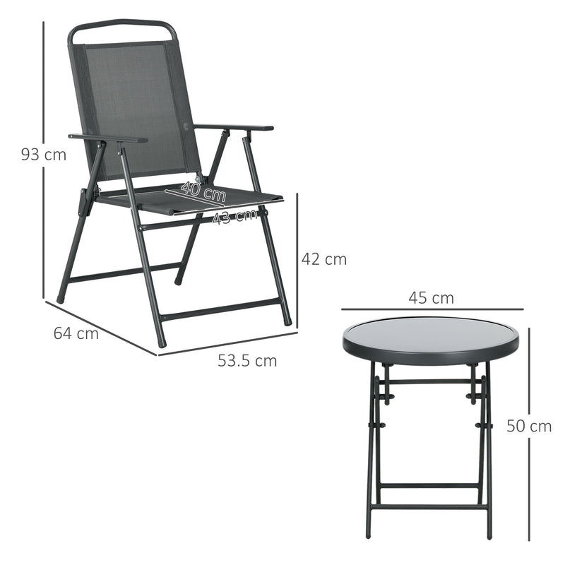 Folding Garden Bistro Set with Glass Top Table Ideal for Patio or Outdoor Relaxing