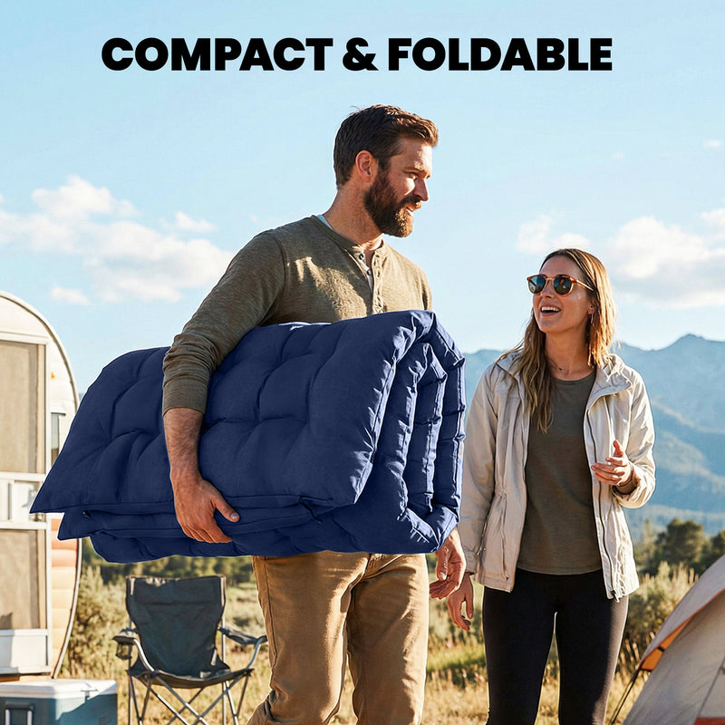 Camping Mat with Thick Foam for Warm Comfortable Sleep Outdoors Dark Blue