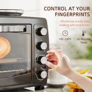 36L Small Electric Oven With 2 Hot Plates Adjustable Temperature Timer 2600W Black by HOMCOM