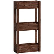 Raised Wooden Planter with 3 Tiers for Easy Gardening at Comfortable Height, Carbonised Finish Outsunny