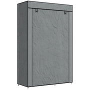 Dark Grey Fabric Portable Wardrobe With Hanging Rail and Storage Drawers by HOMCOM