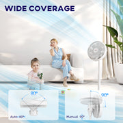 White Oscillating Pedestal Fan with Adjustable Height and Tilt Function