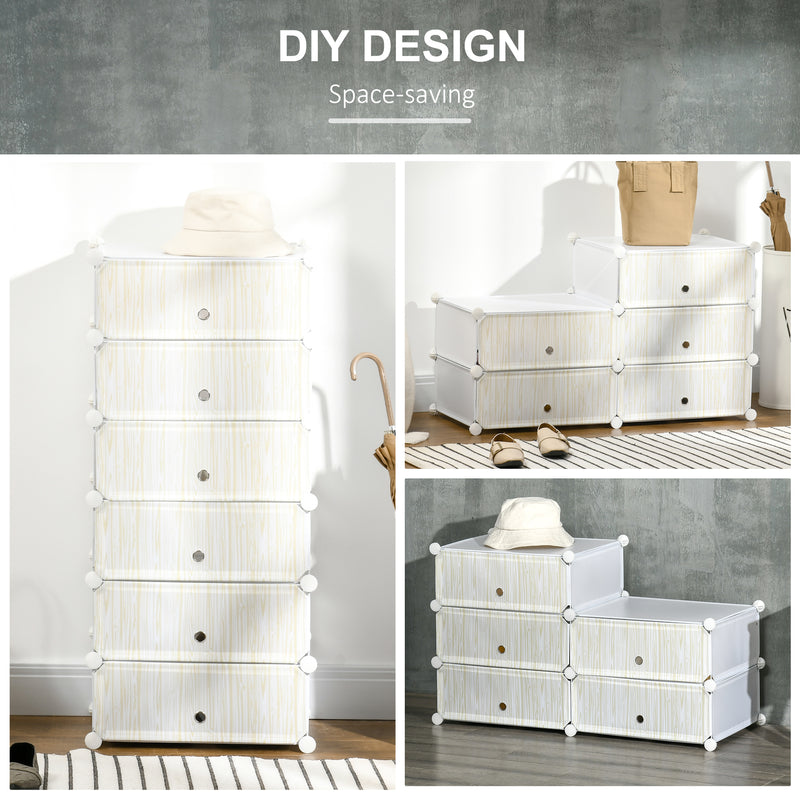 White Six Cube Modular Storage Unit for Home and Office by HOMCOM