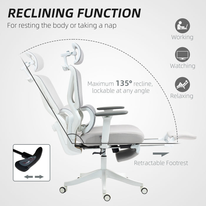 Grey Ergonomic Adjustable Swivel Office Chair with Padded Seat and Lumbar Support by HOMCOM