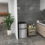 88L Under Counter Fridge Freezer with Adjustable Temperature and 3 Star Freezer, Black & Silver