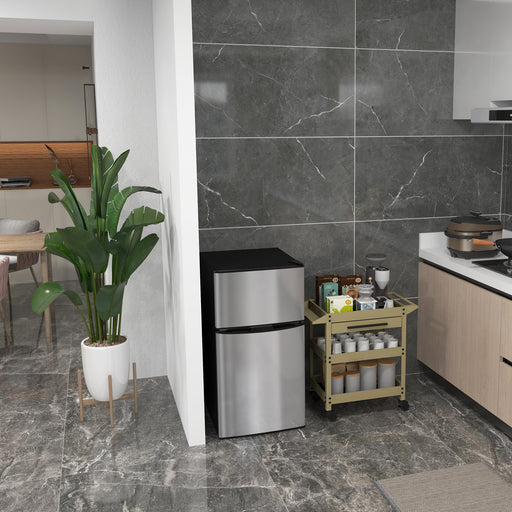 88L Under Counter Fridge Freezer with Adjustable Temperature and 3 Star Freezer, Black & Silver