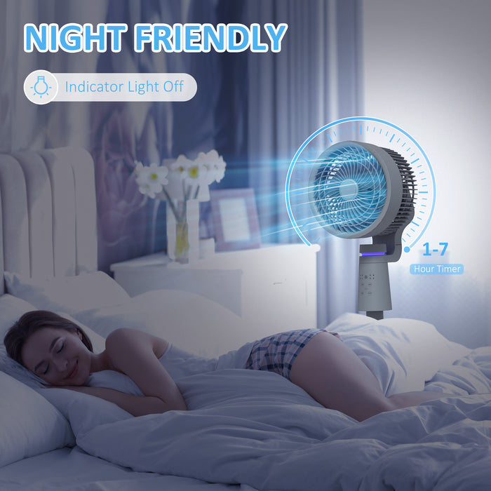 Grey Pedestal Air Circulation Fan with Oscillating Function and Light Off by HOMCOM