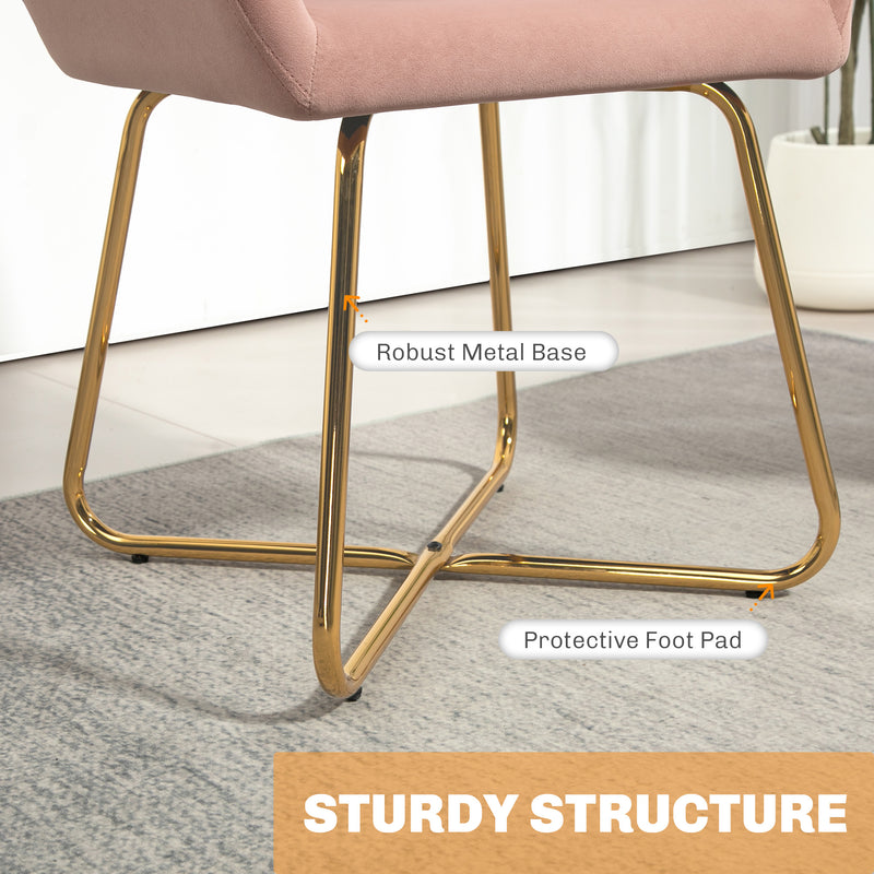 Upholstered Accent Armchair with Gold Metal Legs Ideal for Living Room or Bedroom Pink