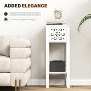 Set of Two White Floral Cut-Out Side Tables Elegant and Stylish by HOMCOM