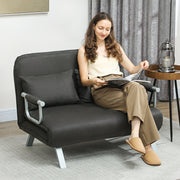 Two Seater Click Clack Sofa Bed Converts to Guest Bed for Small Spaces, Charcoal Grey