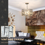 72 Inch Crystal Glass Chandelier Ceiling Light for Living Room or Hallway Silver Tone