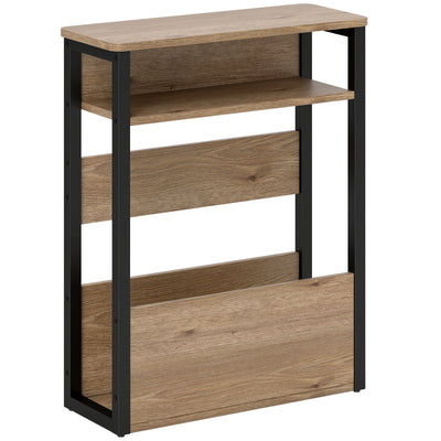 Industrial Style Side Table With Shelf For Living Room Or Bedroom Black Walnut Brown AOSOM
