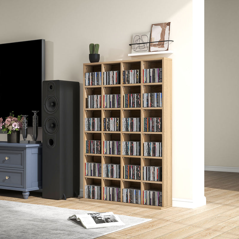 CD Storage Cabinet with Adjustable Shelves for Media and Display 89 x 130 cm ,Natural Wood