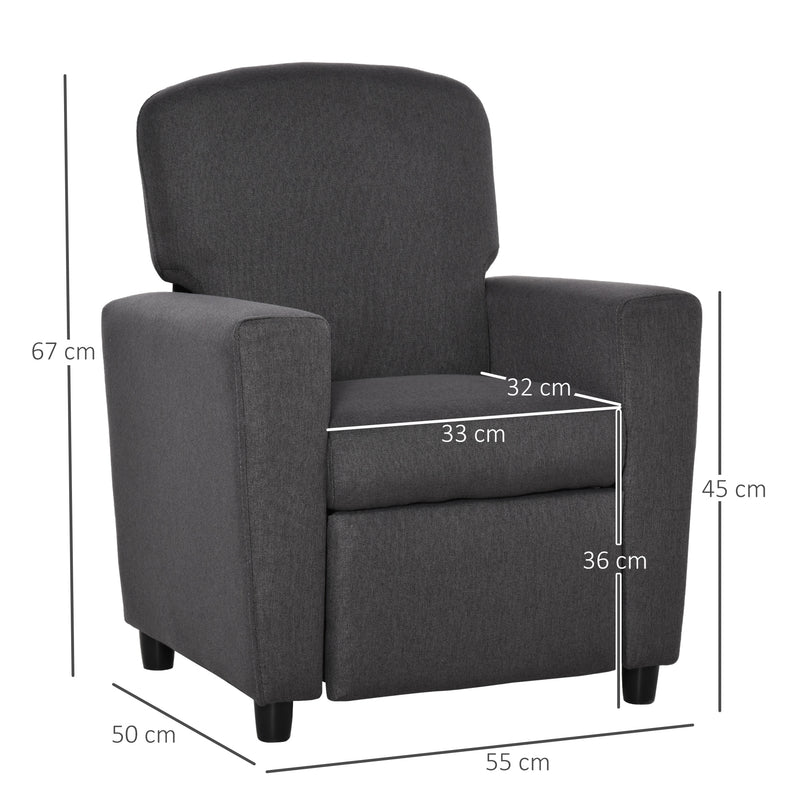 Kids 2 in 1 Armchair Sofa With Footrest Ideal for Playroom or Bedroom Use, Grey
