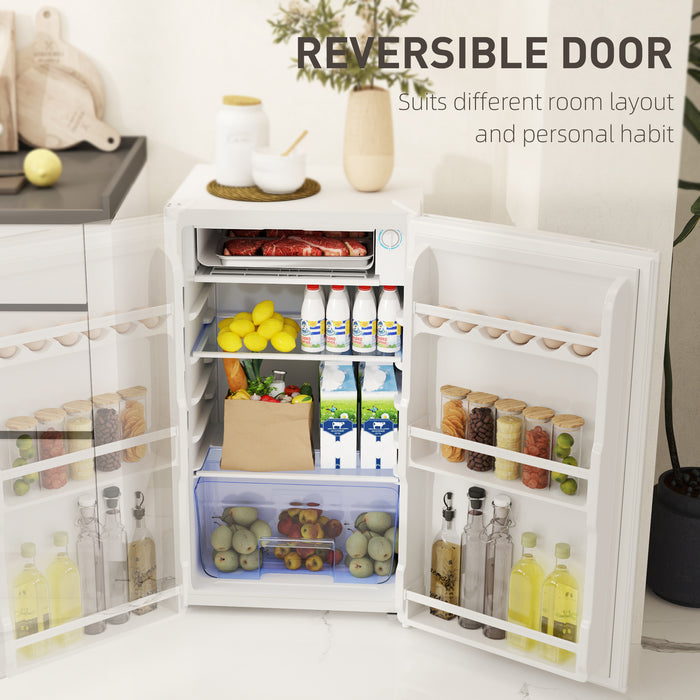 White 91L Freestanding Under Counter Fridge with Lock by HOMCOM