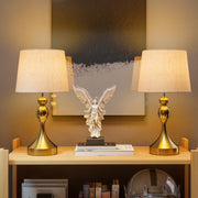 Set of 2 Modern Bedside Table Lamps with USB Charging and 3 Light Modes, Gold Tone AOSOM