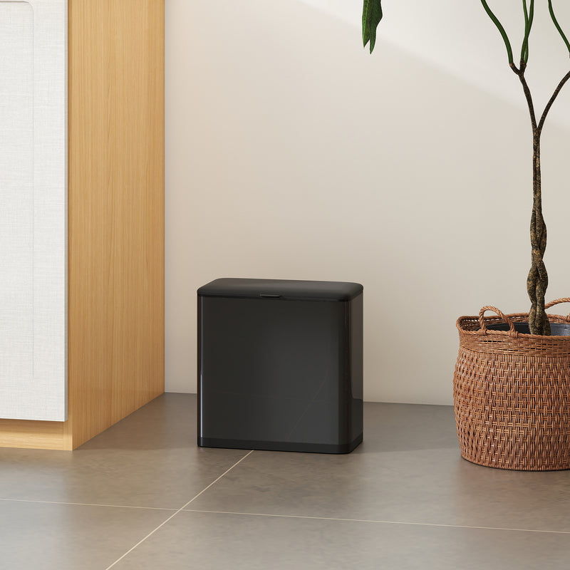 8L Hanging Kitchen Bin with Lid and Removable Bucket for Cabinets or Under Sink Grey AOSOM