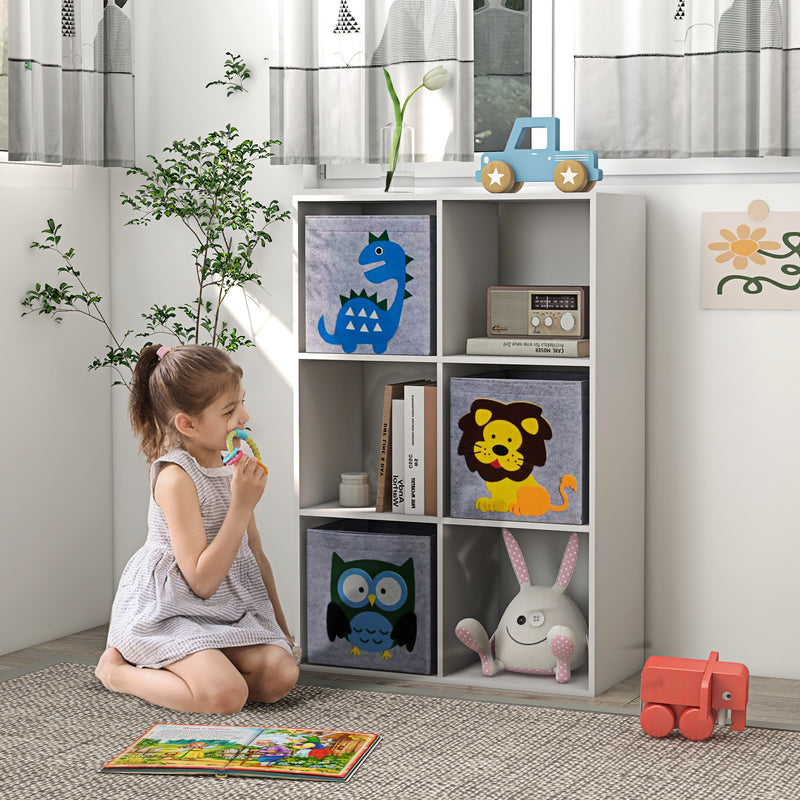 Kids Storage Unit With 3 Fabric Drawers Ideal for Toys and Books White AOSOM