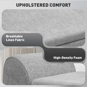 Dark Grey Upholstered Storage Ottoman Bench with Armrests and Rubberwood Legs by HOMCOM