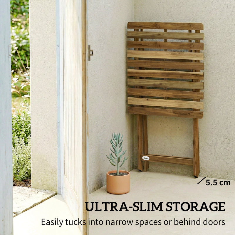 Small Folding Garden Table for Easy Outdoor Dining and Entertaining, Natural Acacia Wood Outsunny