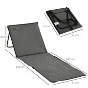 Set of 2 Foldable Beach Loungers with Adjustable Backrest and Side Pocket, Grey Outsunny