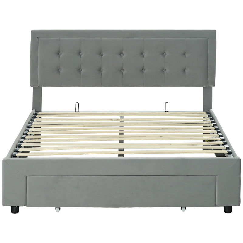 Double Ottoman Bed Frame With Storage Drawer Ideal For Bedrooms Grey