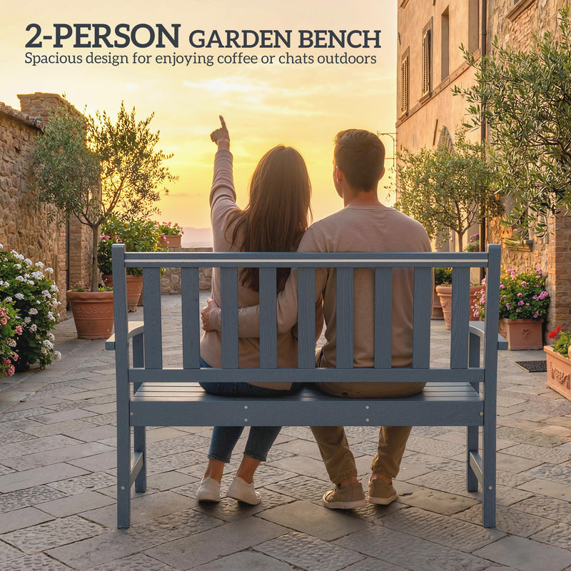 Garden Bench for Two with Weatherproof Low Maintenance Design Grey