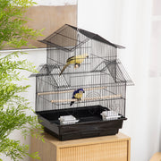 Metal Bird Cage With Swing Perch Tray And Handle For Finches And Budgies, Black