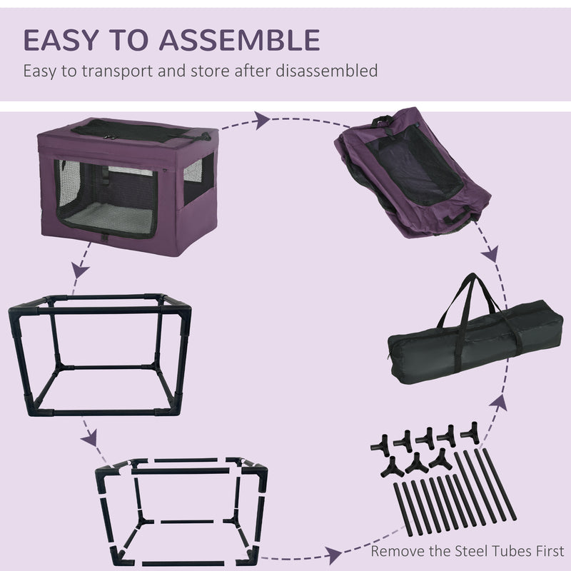 60cm Soft Pet Carrier With Cushion For Small Dogs Ideal For Travel, Purple