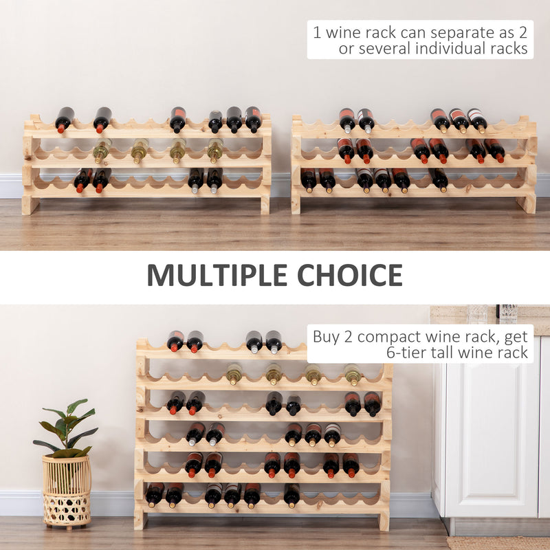 Three Tier Wooden Wine Rack Holds 36 Bottles Natural Finish by HOMCOM