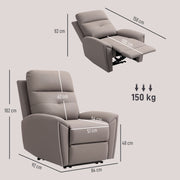 Manual Recliner Armchair with Adjustable Leg Rest for Lounge or Bedroom Comfort, Grey