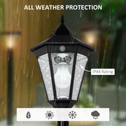 1.9M Black Solar Garden Lamp Post With LED Bulb For Patio Pathway And Walkway Use