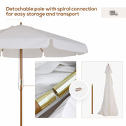 Cream 3.3m Elegant Wooden Garden Parasol for Outdoor Shade by Outsunny