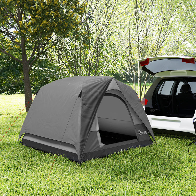 Dome Camping Tent for 3 People with Quick Setup Waterproof Design and Mesh Windows Grey