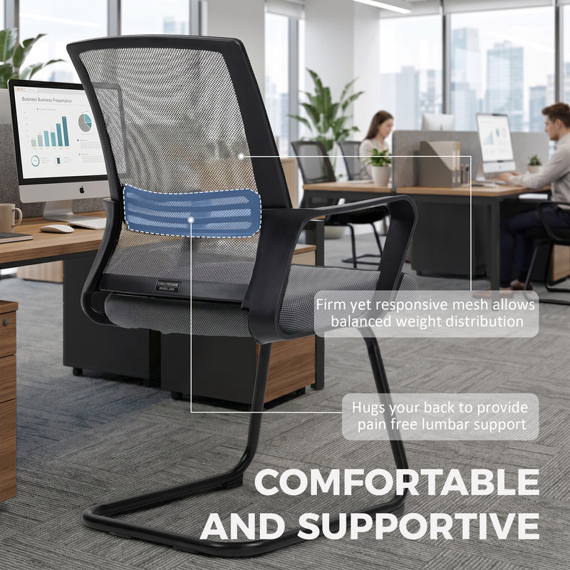 Mesh Desk Chair with Ergonomic Backrest for Comfortable Home Working Dark Grey
