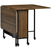 Six Person Drop Leaf Dining Table Brown and Black Space Saving Design by HOMCOM