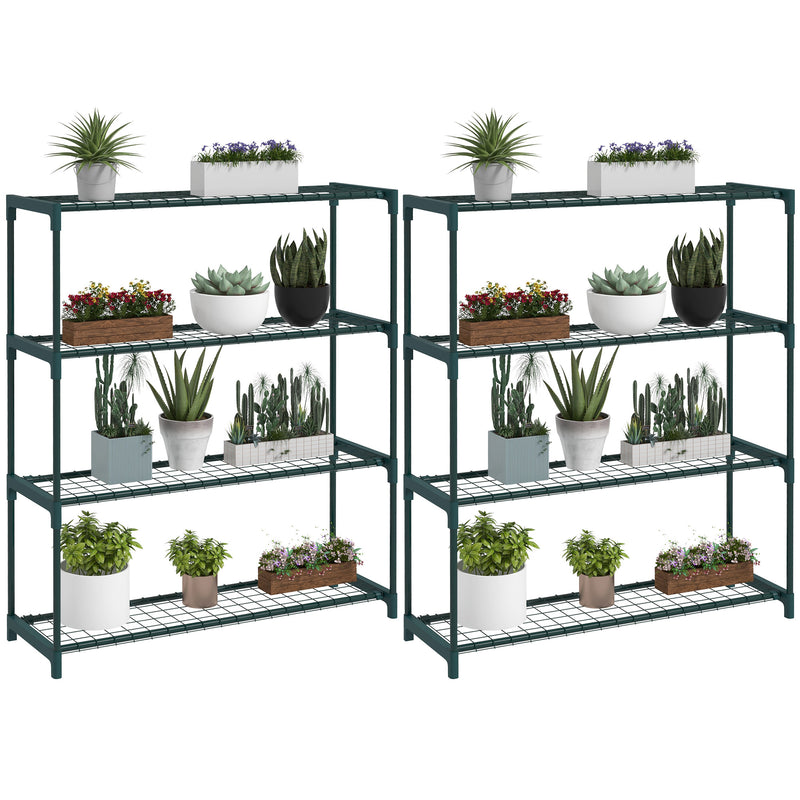 Modern 4 Tier Plant Stand Steel Frame Flower Display Rack for Garden Balcony by Outsunny