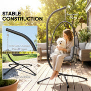 Hanging Swing Chair with Deep Cushion and Foldable Basket for Indoor or Outdoor Relaxation Black Outsunny