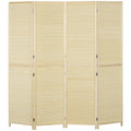 Bamboo Room Divider 4 Panel Folding Screen for Privacy and Space Separation Natural Wood AOSOM