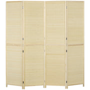 Bamboo Room Divider 4 Panel Folding Screen for Privacy and Space Separation Natural Wood AOSOM