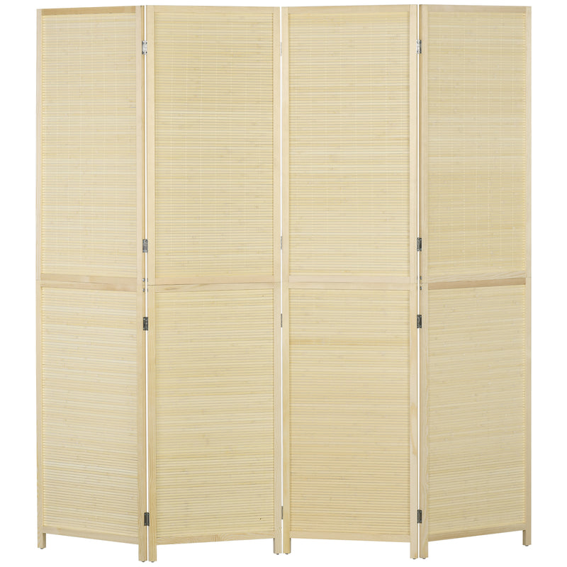 Bamboo Room Divider 4 Panel Folding Screen for Privacy and Space Separation Natural Wood AOSOM