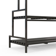 Black 3 Tier Tall Plant Stand With Hanging Hooks For Indoor Or Outdoor Display Use