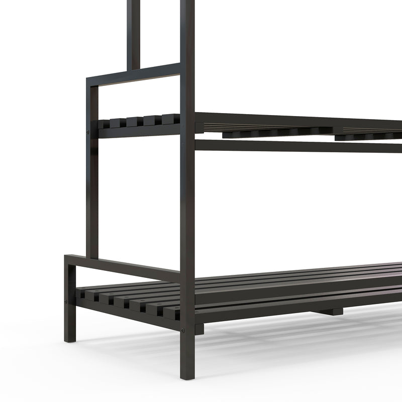 Black 3 Tier Tall Plant Stand With Hanging Hooks For Indoor Or Outdoor Display Use