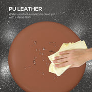 Height Adjustable PU Leather Rolling Stool With Wheels For Salon Or Spa Use Brown